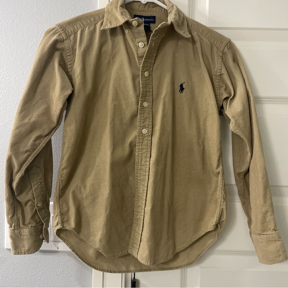 Ralph Lauren boys Corduroy Beige shirt small 8-10